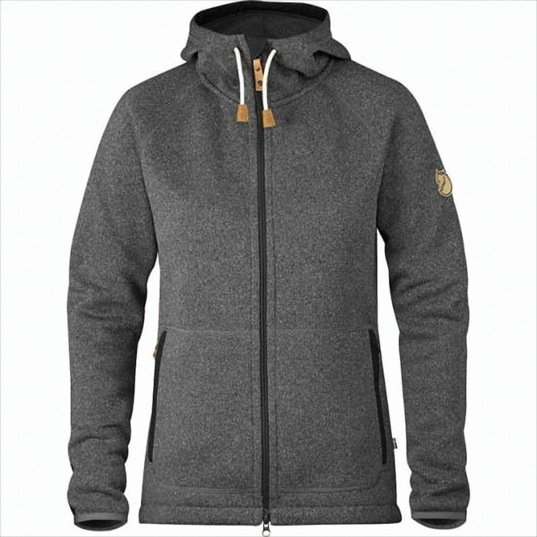 Fjallraven Kanken Heathered Grey Long-Sleeve Hoodie With Functional Zipper Pockets