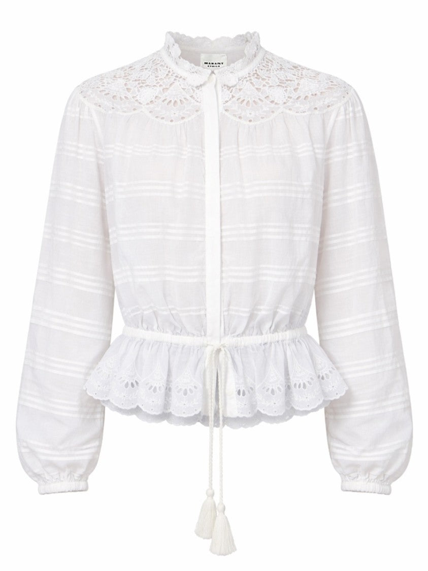 Isabel Marant Étoile Polly Striped Lace Yoke Blouse