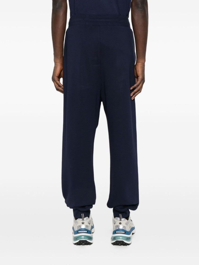 Moschino Deep Blue Drawstring Pants With Ribbed Cuffs