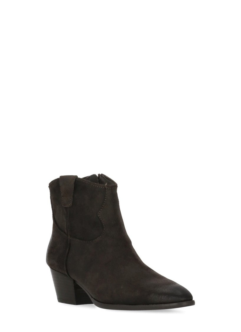 Ash Dark Brown Fame Arrow-Toe Suede Boots