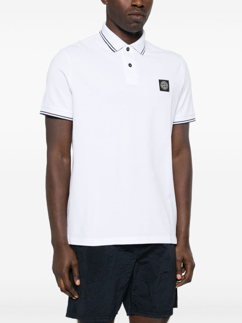 Stone Island White Polo Shirt With Structured Collar
