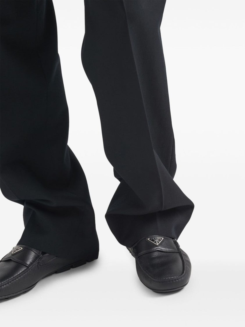 Prada Black Leather Shoes With Rounded Toe