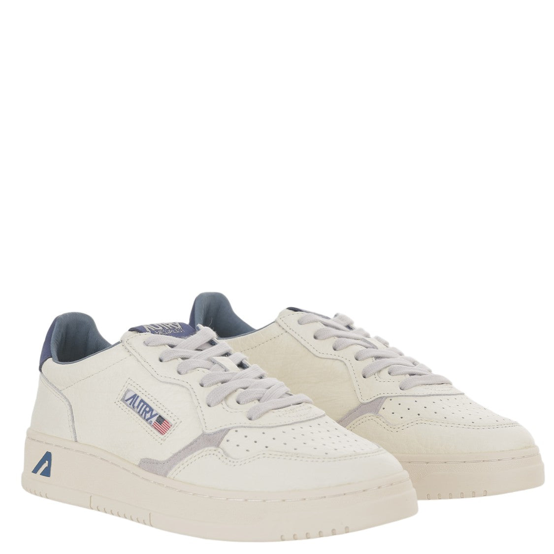Autry Navy Contrast Heel Leather Sneakers