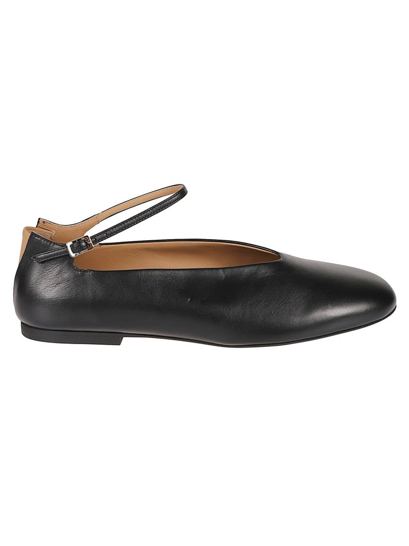Jil Sander Ballerina Flats With Rounded Toe And Ankle Strap Detail