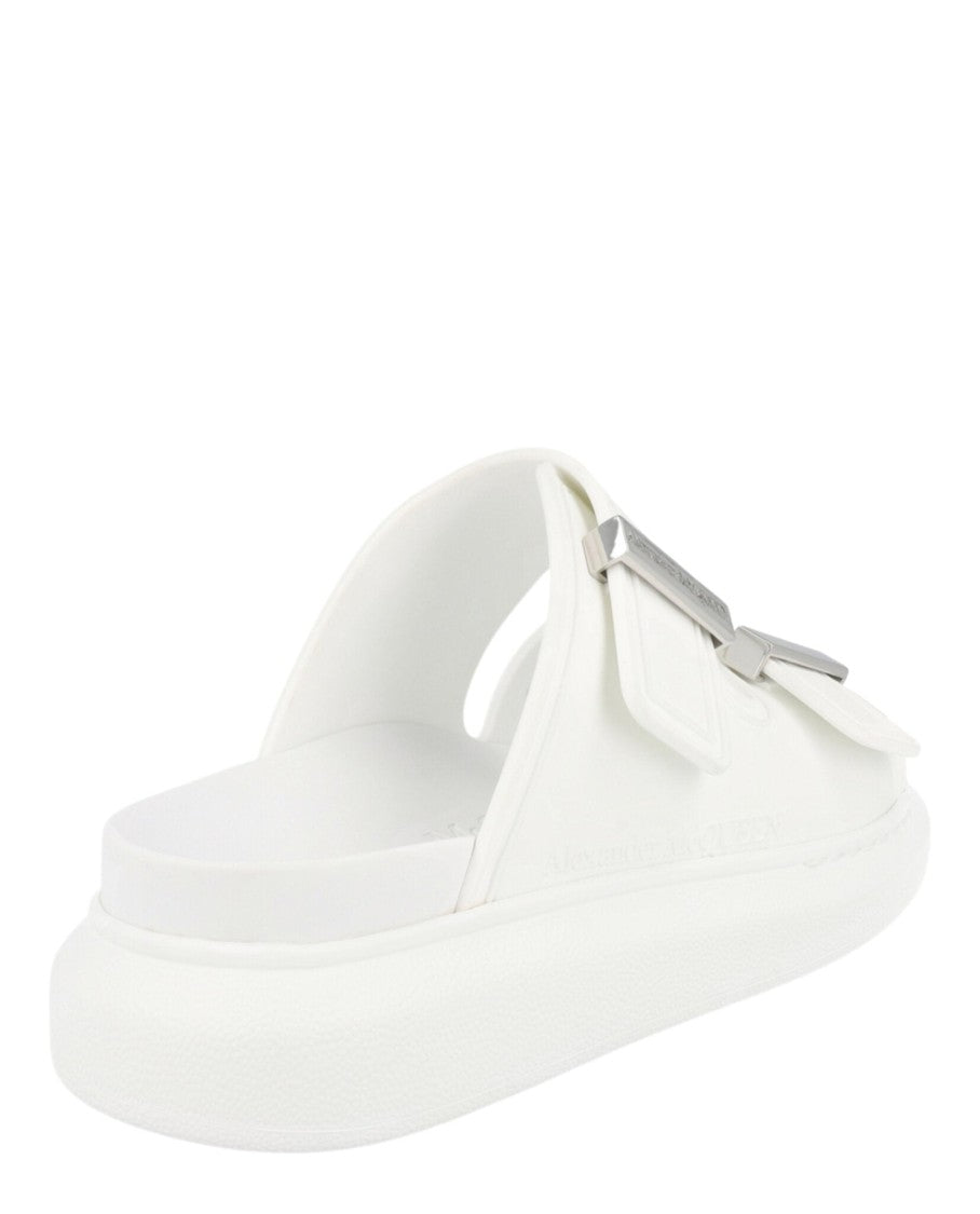 Alexander Mcqueen Stylish Dual Vamp Slides With Engraved Hardware