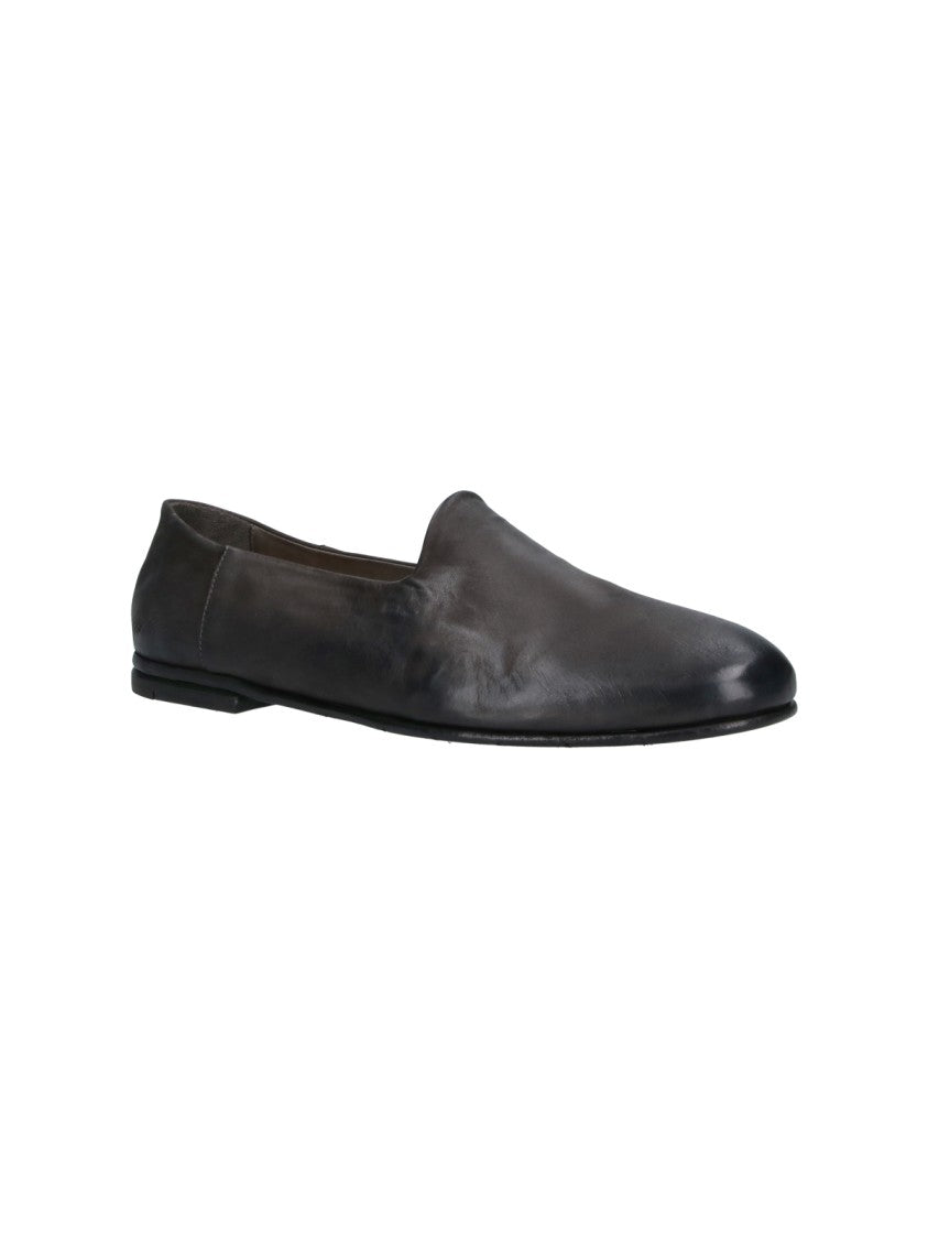 Premiata Black Rounded Toe Slip-On Leather Moccasins