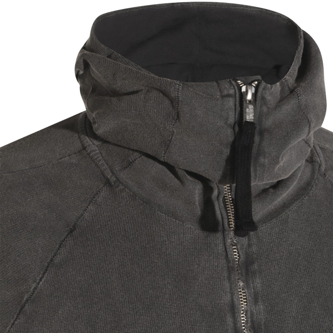 Thom Krom High-Neck Dark Grey Cotton Sweatshirt With Zip Closure And Hoodie