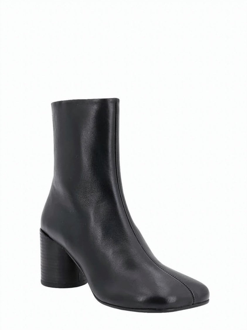 Mm6 By Maison Margiela Minimalist Black Leather Ankle Boots