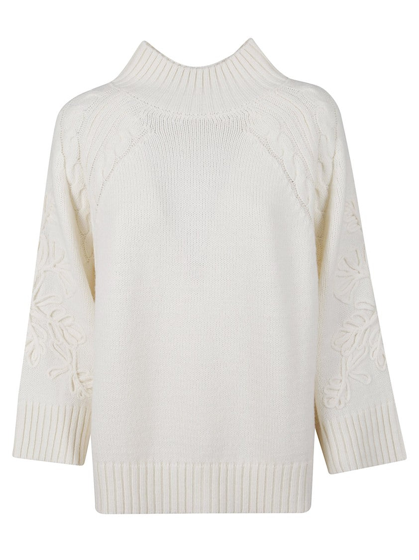 Ermanno Firenze Textured Knit Turtleneck Sweater With Raglan Sleeves