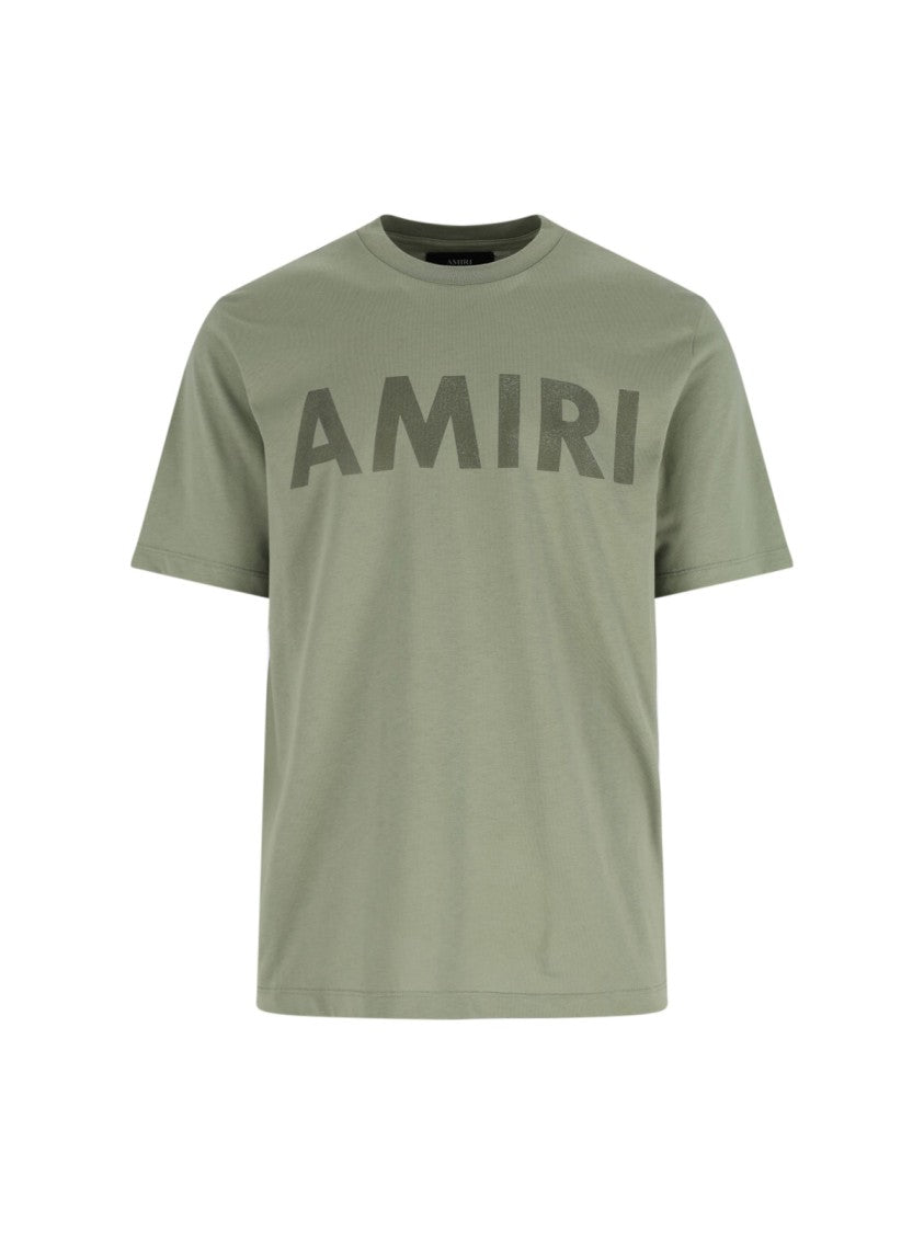 Amiri "Stencil" T-Shirt, In Green Cotton, Crew Neck