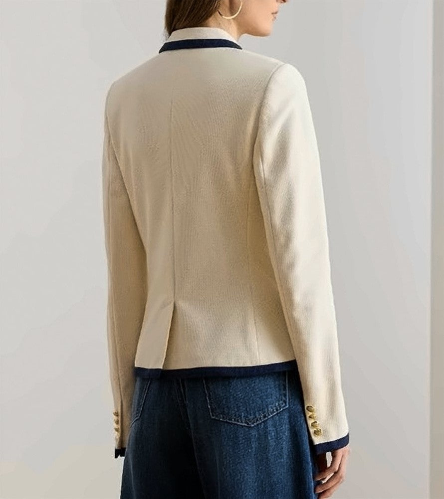 Polo Ralph Lauren Double-Breasted Knit Blazer With Crest Embellishments