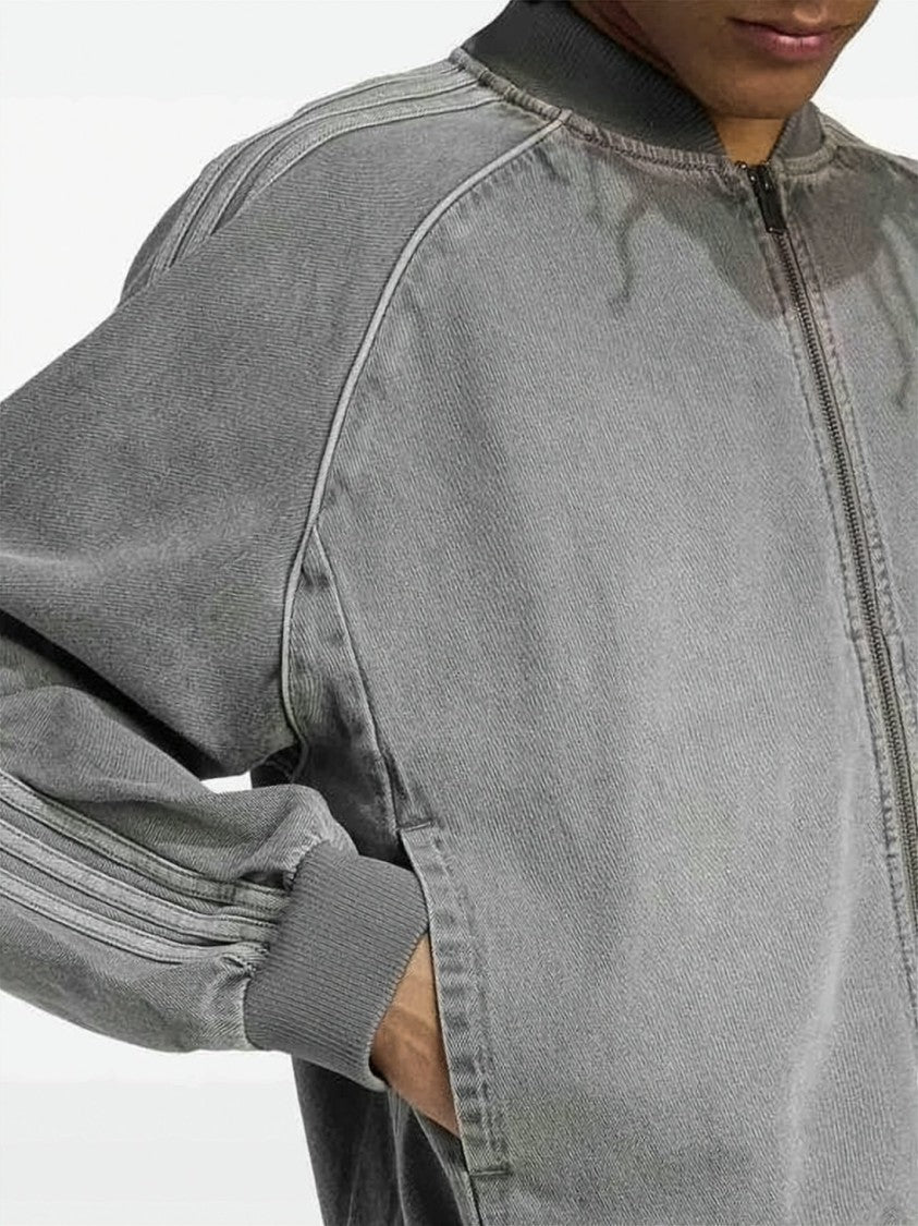 Adidas Washed Denim Jacket With Ribbed Cuffs