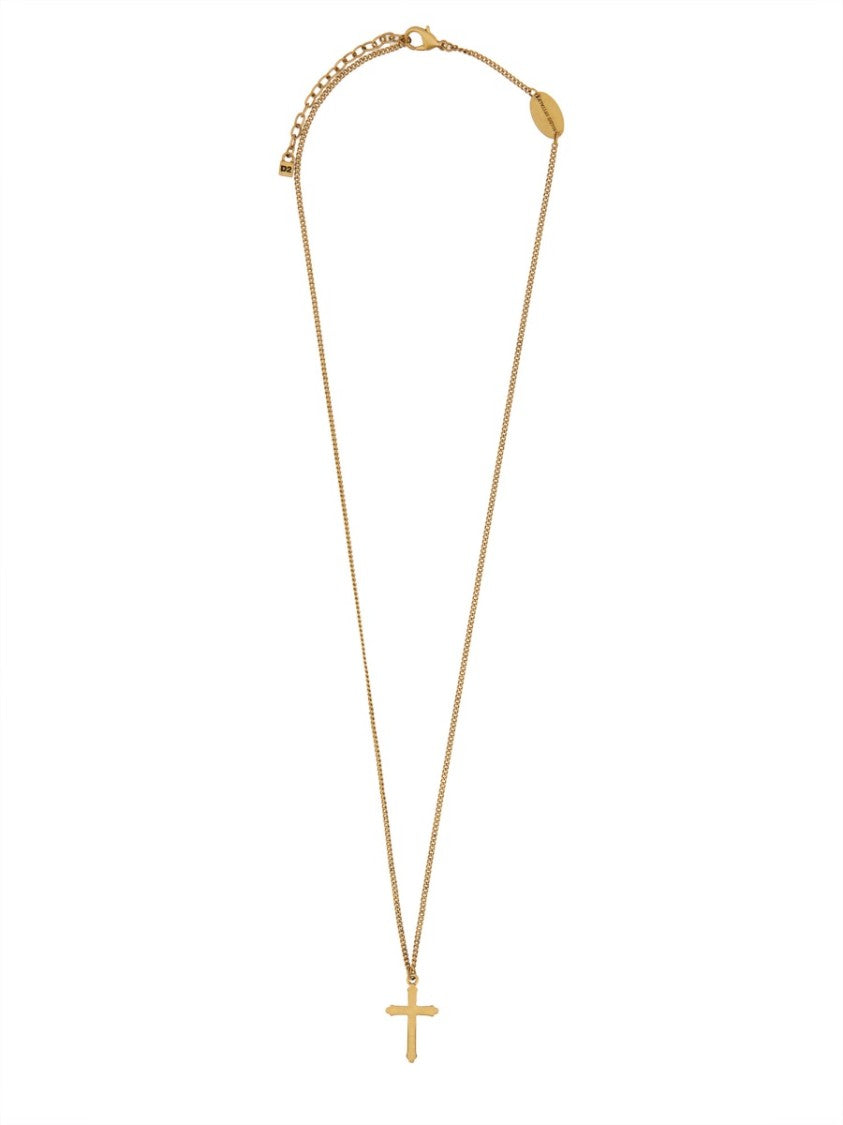 Dsquared2 Vintage Cross Necklace With Polished Finish And Adjustable Chain
