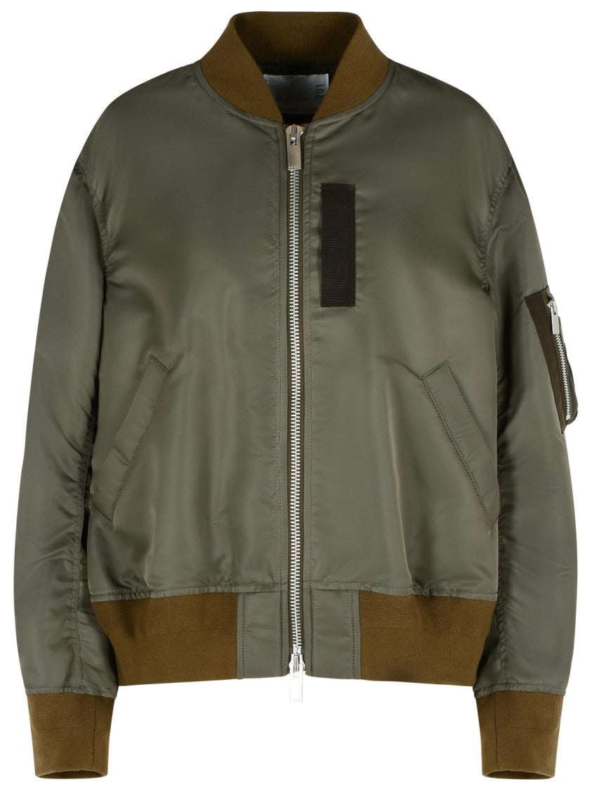 Sacai Taupe' Nylon Bomber Jacket