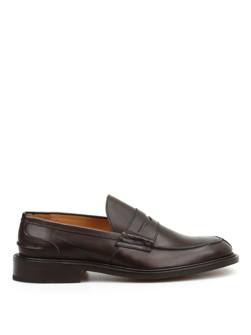 Tricker's Penny Bar Loafers In Polished Calfskin