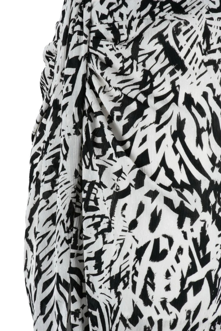Patrizia Pepe Voile Midi Skirt With Slit - White/Black