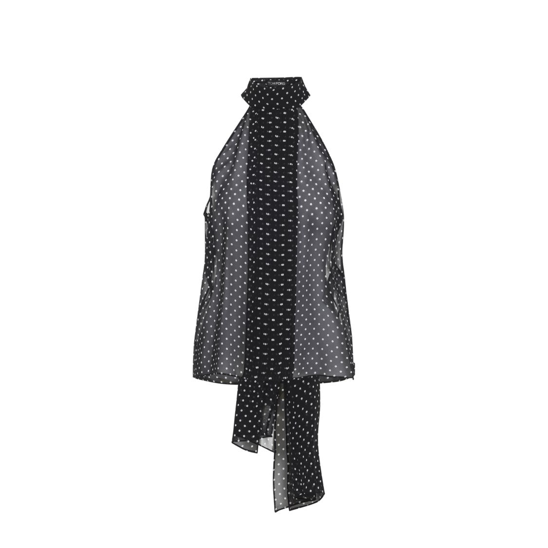 Tom Ford Sheer Silk Top With Oversized Bow Tie