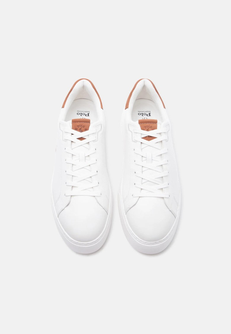 Polo Ralph Lauren White Leather Low-Top Sneakers With Embroidered Logo
