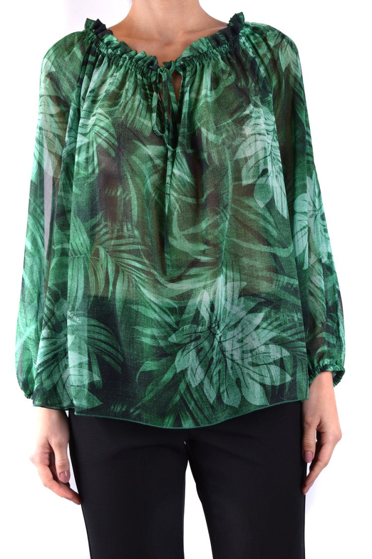 Ermanno Green Polyester Palm-Print Blouse