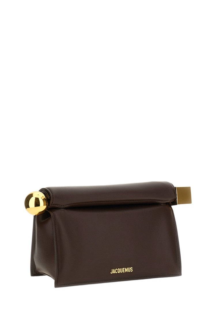 Jacquemus Dark Brown La Pochette Rond Leather Clutch