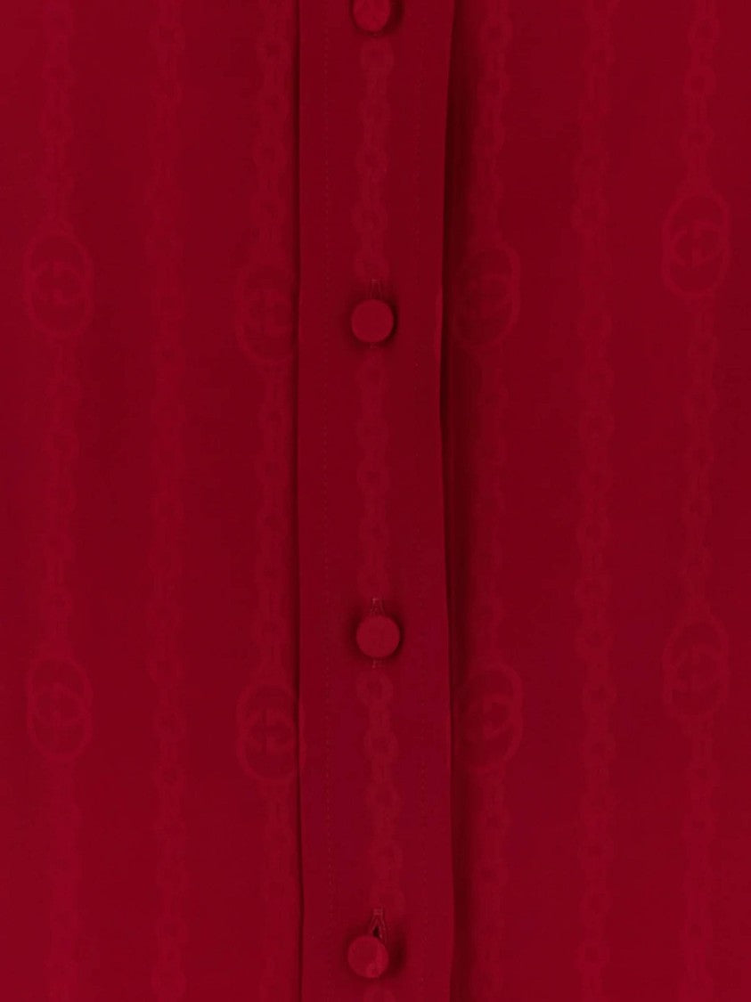 Gucci Red Shirt Satin Blouse