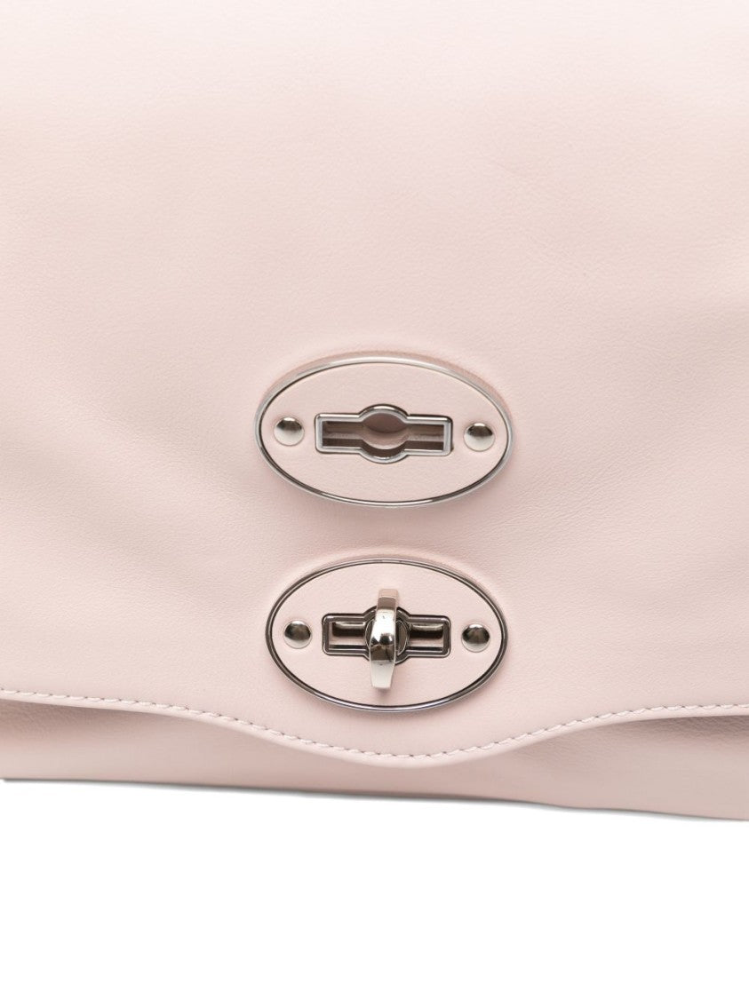 Zanellato Pink Calf Leather Shoulder Bag With Double Turn-Lock Closure