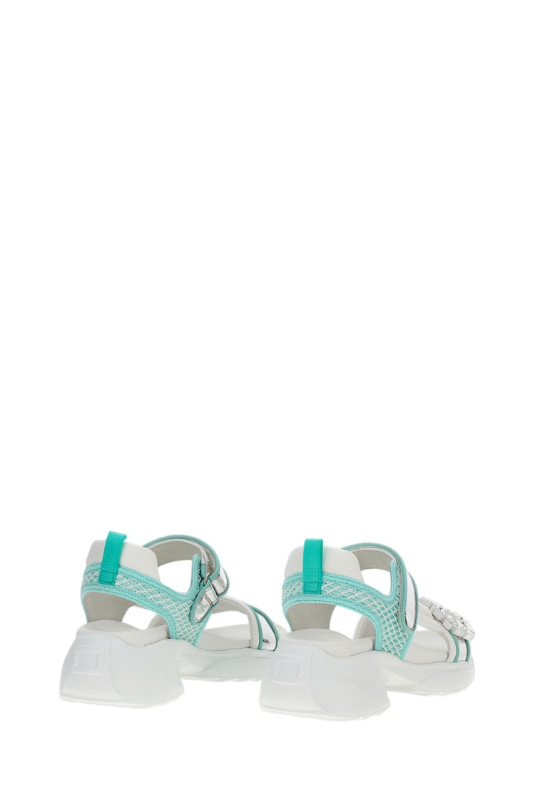Roger Vivier White Sandals With Crystal Embellished Straps