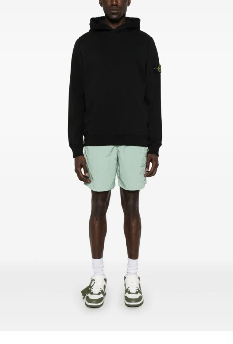 Stone Island Relaxed-Fit Black Hoodie With Logo Patch Detail