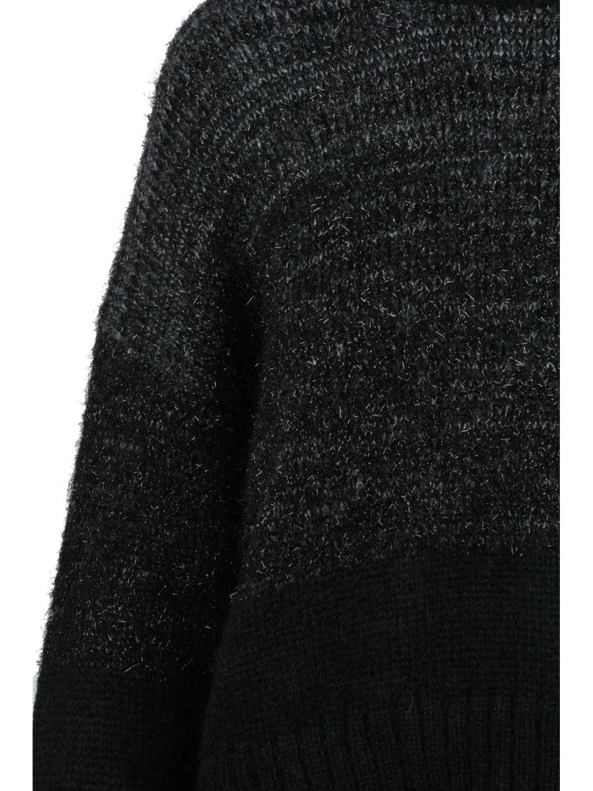 Alpha Studio Crew Neck Sweater With Lamé Threads And Textured Knit