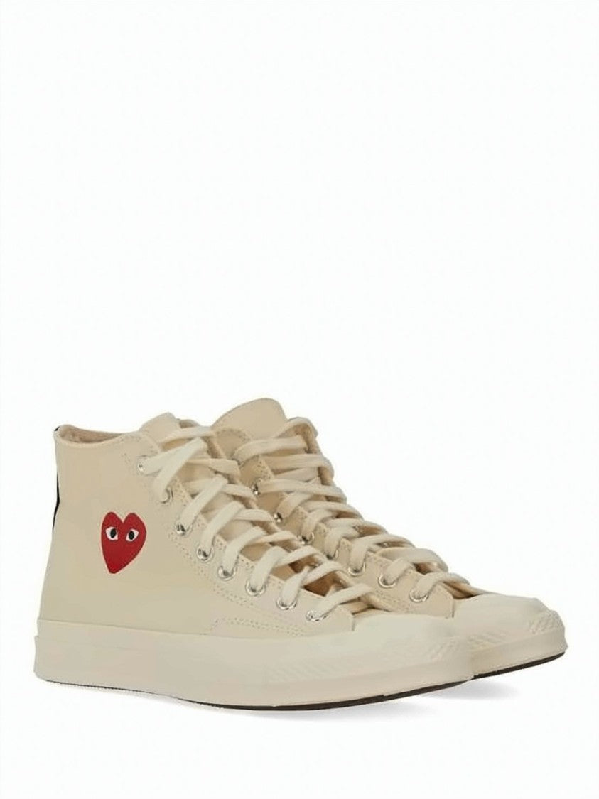 Comme Des Garçons High-Top Canvas Sneakers With Distinctive Heart Logo