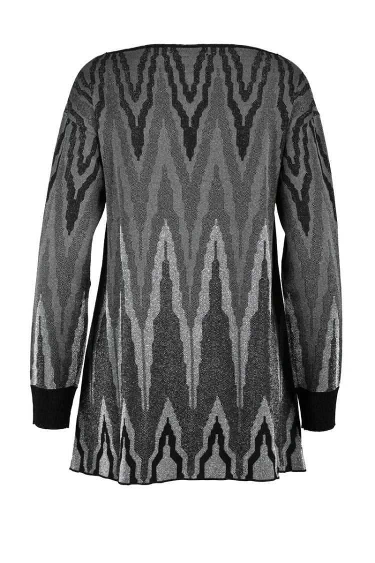 Circus Hotel Flared Lamé Knit - Silver/Black