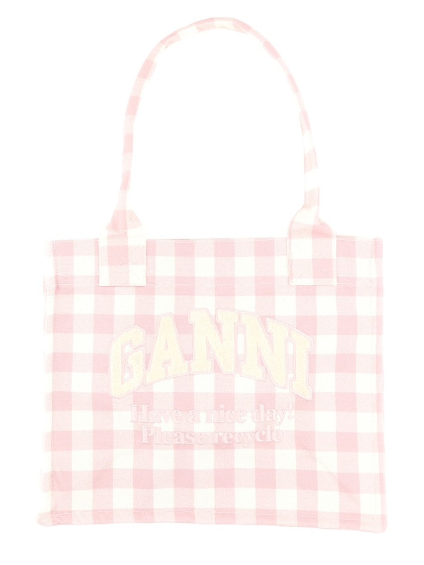 Ganni "Vicky Check" Tote Bag Large