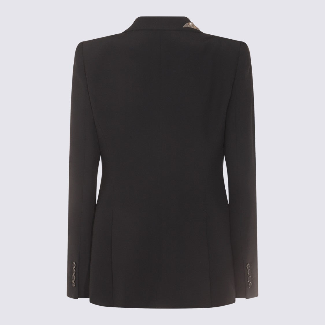 Alexander Mcqueen Tailored Black Jacket With Floral Embellishments