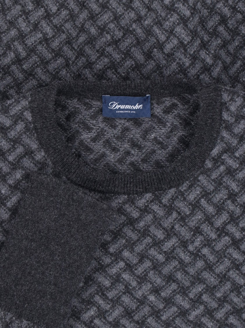 Drumohr Jacquard Cashmere Sweater – Grey