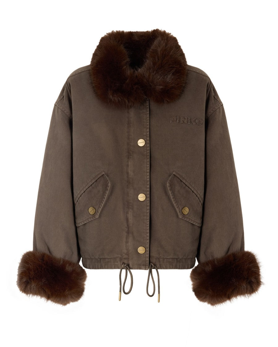Pinko Bull Cotton Fur-Trim Peacoat
