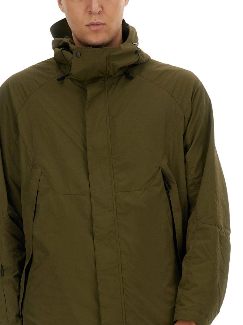 Jg1 Long Green Nylon Parka With Design