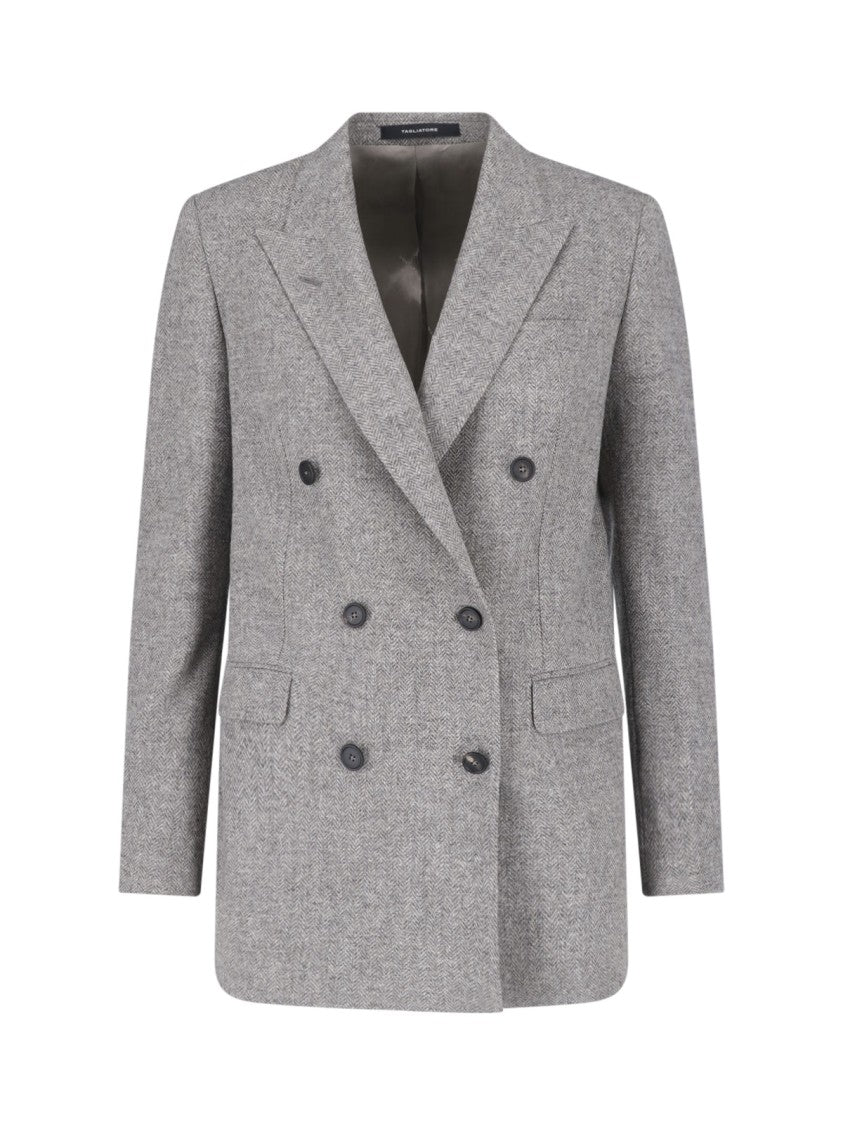 Tagliatore Double-Breasted Virgin Wool Blazer With Classic Lapel