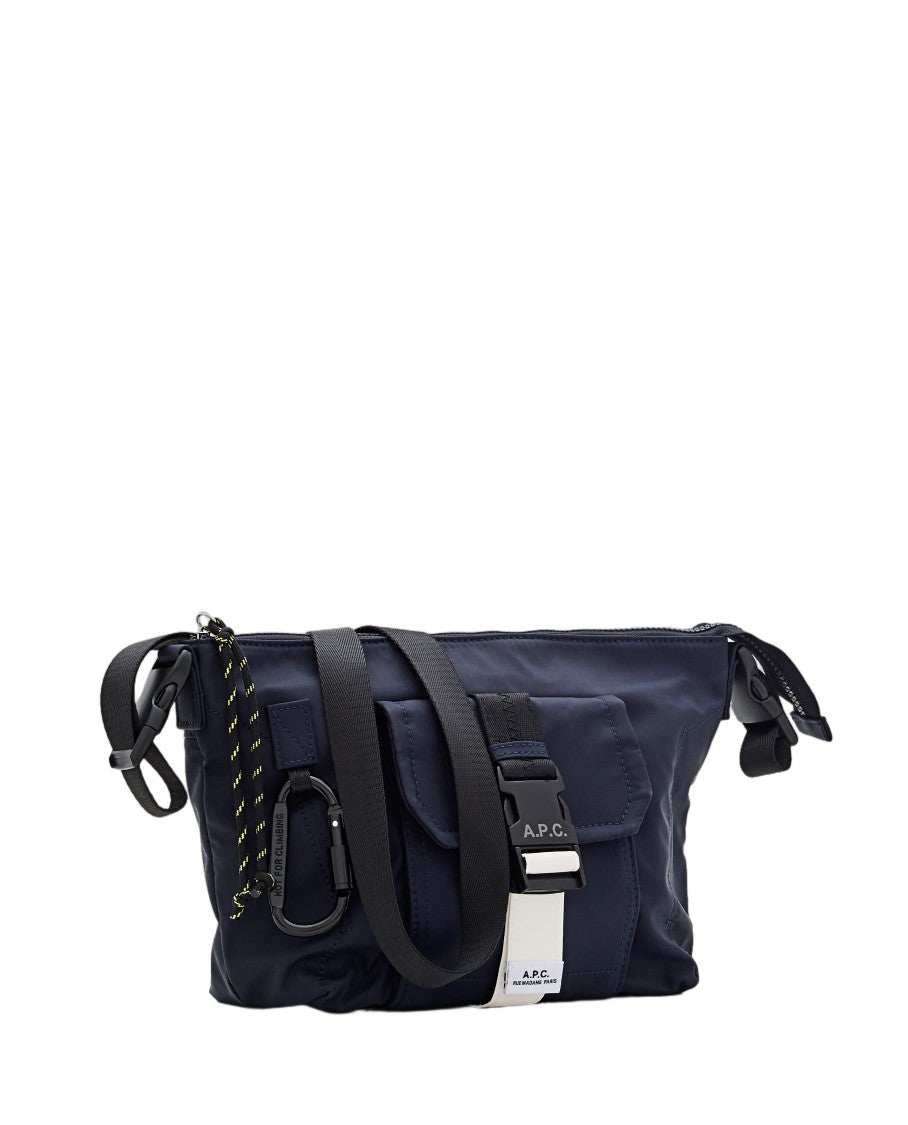 A.P.C. Rectangular Crossbody Bag With Front Flap Pocket And Carabiner
