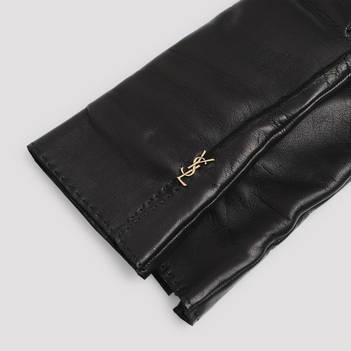 Saint Laurent Black Leather Rivet Gloves