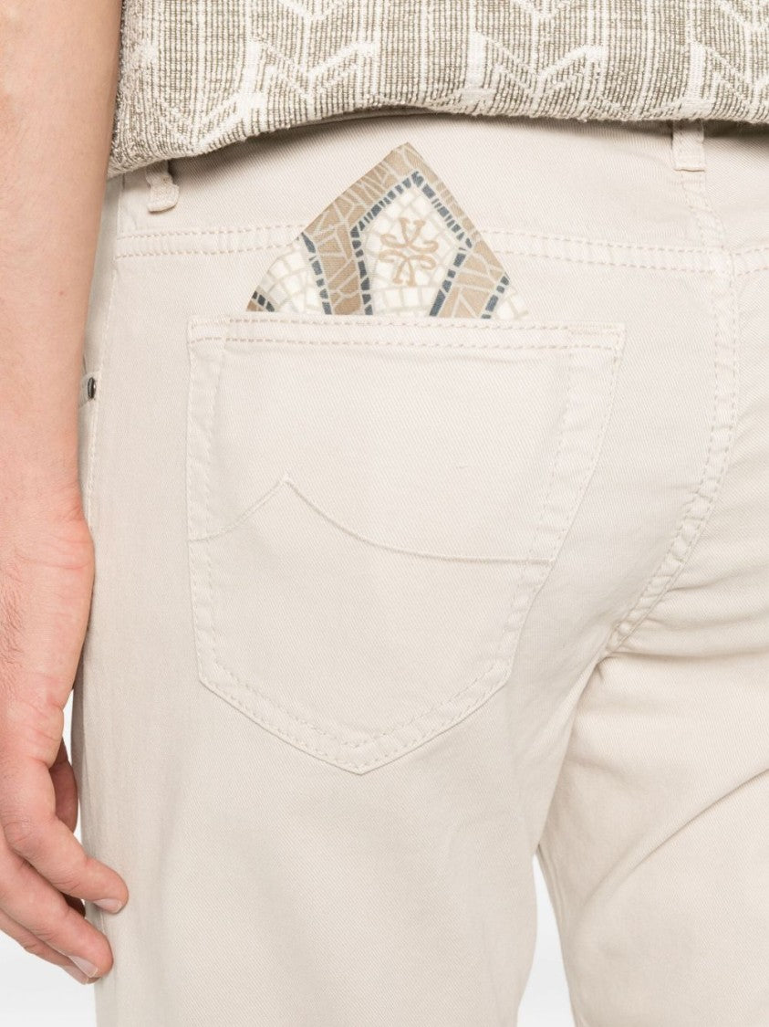 Jacob Cohen Straight-Leg Light Grey Trousers With Five-Pocket Design