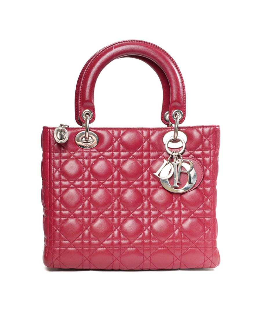 Dior Lady Medium Vintage Cannage Red