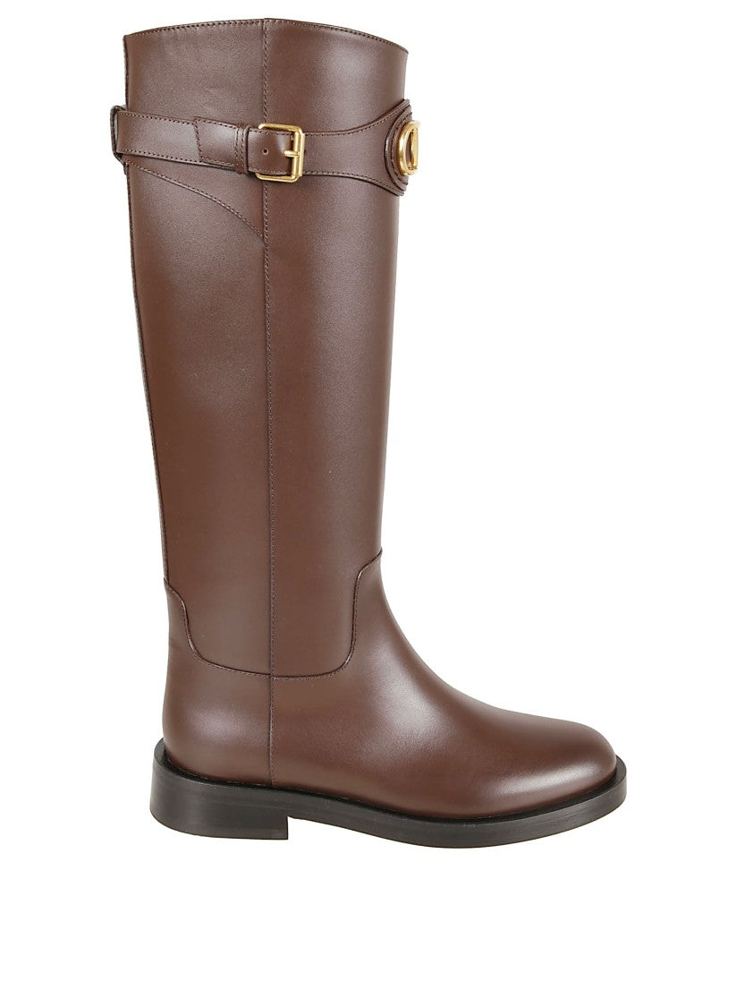 Valentino Garavani Buckle Fastening Tall Boots With Vlogo Detail