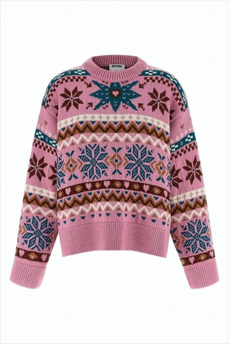 Moschino Cropped Patterned Mohair Sweater