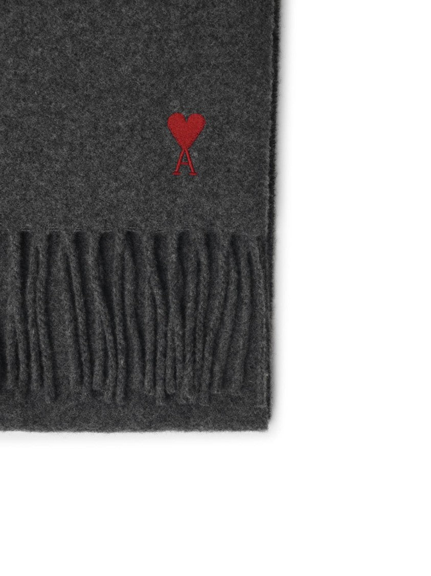 Ami Paris Black Wool Scarf