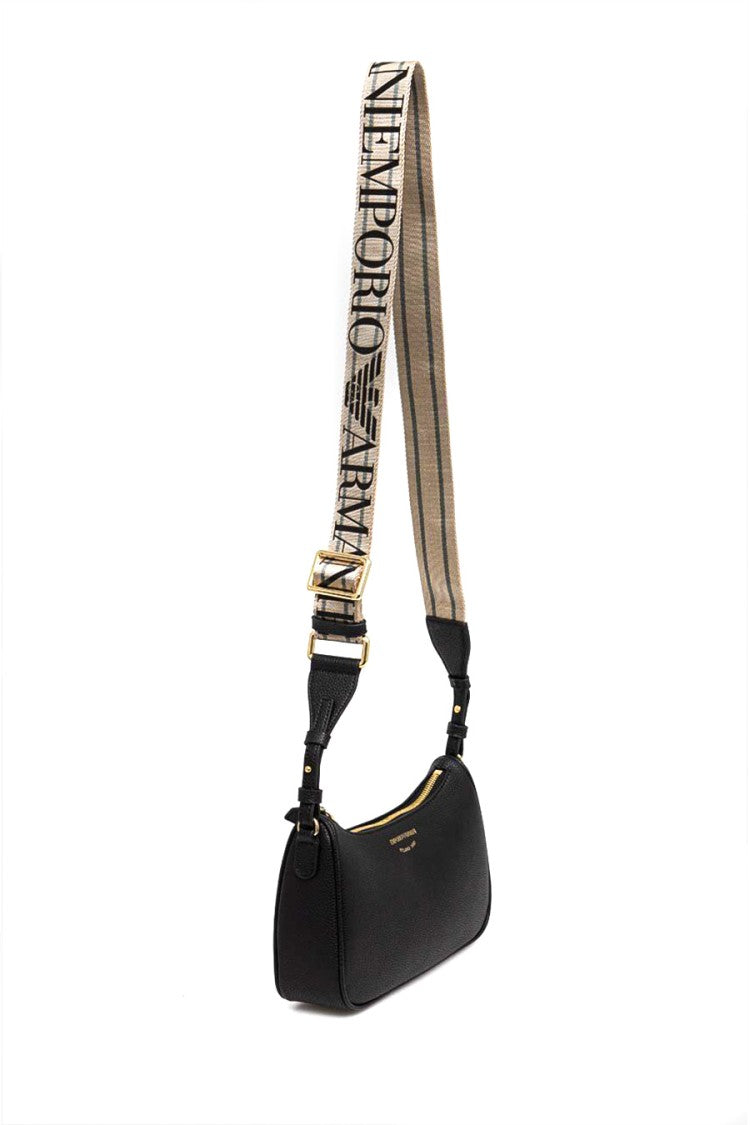 Emporio Armani Structured Black Shoulder Bag With Textured Finish