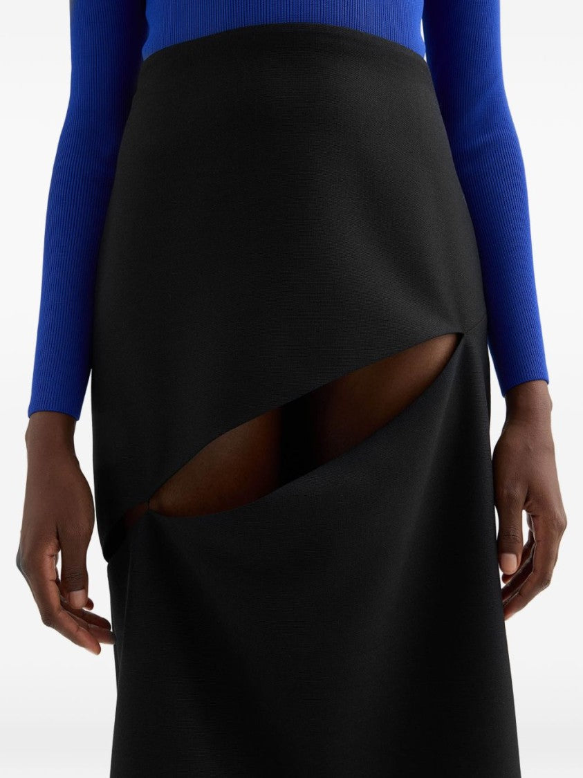 Jil Sander High-Waisted Midi Skirt With Diagonal Cut-Out