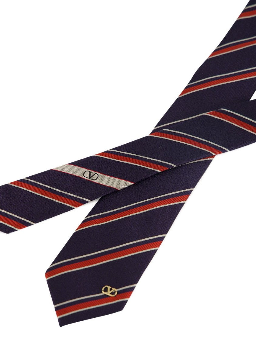 Valentino Garavani Multicolor Jacquard Regimental Silk Tie