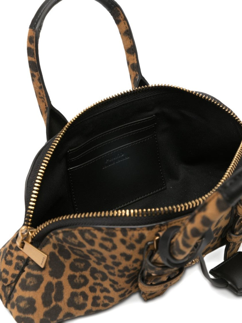 Pinko Structured Multicolour Handbag With Leopard Print And Gold Hardware