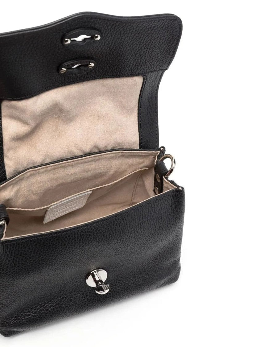 Zanellato Textured Leather Shoulder Bag With Dual Turn-Lock Closure