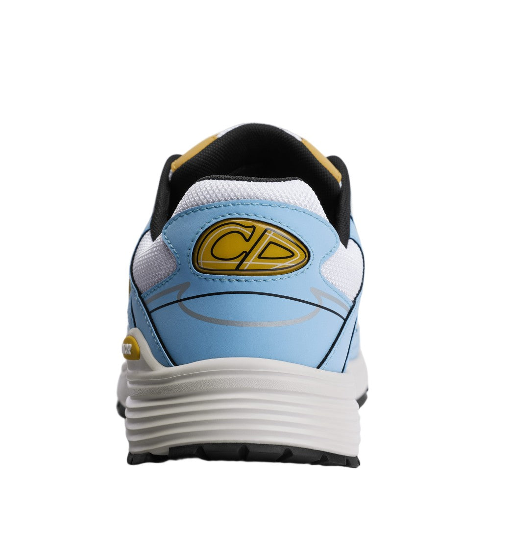 Christian Dior Dynamic Light Blue And White Sneakers With Bold Yellow Accents